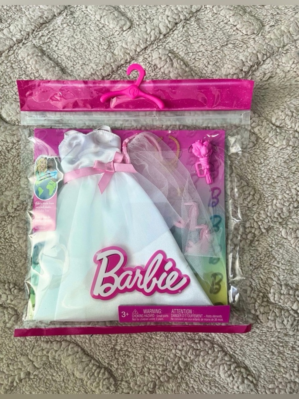 NWT Barbie Doll Bridal Outfit Set - Wedding Dress, Veil, Heels, & Flower Bouquet